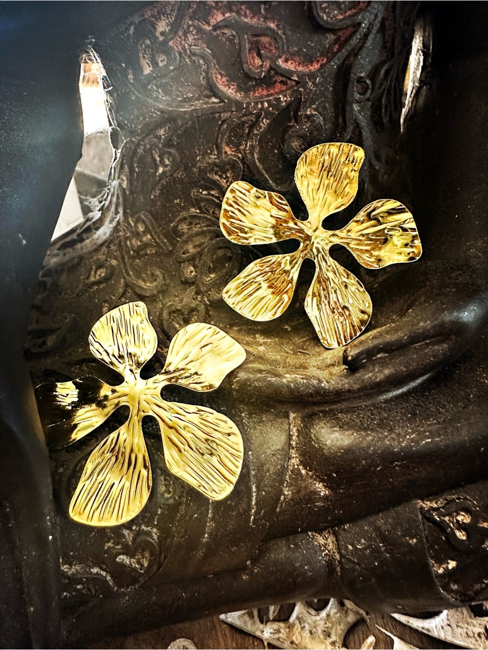 Tropical Gold Flower Earrings, Posts